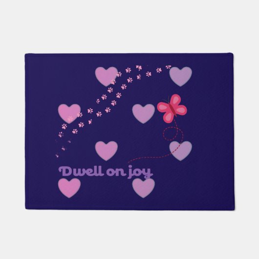 dwell on joy hearts and paw prints Doormat ドアマット (正面)
