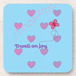 dwell on joy hearts and paw prints plastic coaster コースター