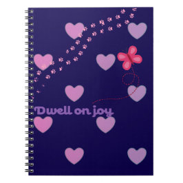dwell on joy hearts and paw prints spiral notebook ノートブック