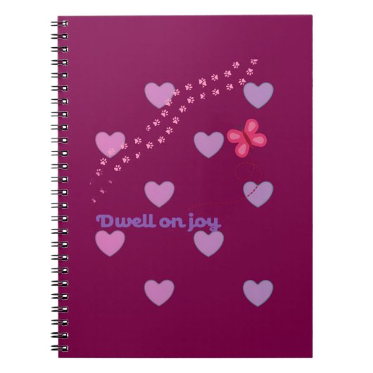 dwell on joy hearts and paw prints spiral notebook ノートブック (正面)