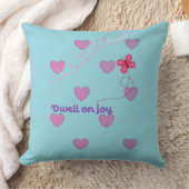 dwell on joy hearts and paw prints throw pillow クッション (ブランケット)