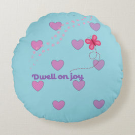 dwell on joy hearts and paw prints throw pillow ラウンドクッション