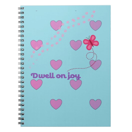 Dwell on joy hearts and pawprints notebook ノートブック (正面)