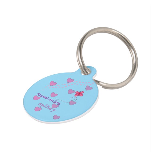 dwell on joy paw prints hearts and butterfly pet  ペット　ネームタグ (側面)
