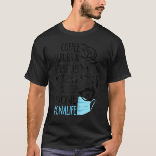 Dyコーヒースクラブとゴム手袋Messy Bun Cna N Tシャツ