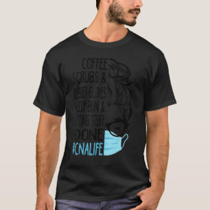 Dyコーヒースクラブとゴム手袋Messy Bun Cna Tシャツ