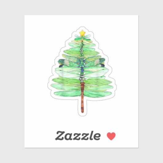 Dy Funny Dragonfly Christmas Tree Xmas Insect Love シール (シート)