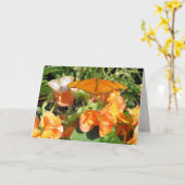 Dyas Juliaと白い孔雀の蝶グリーティング カード (黄色い花)