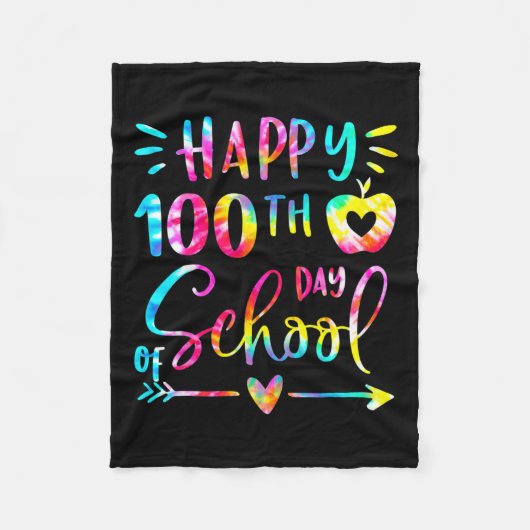 Dye Happy 100th Day学校先生100日 フリースブランケット (正面)