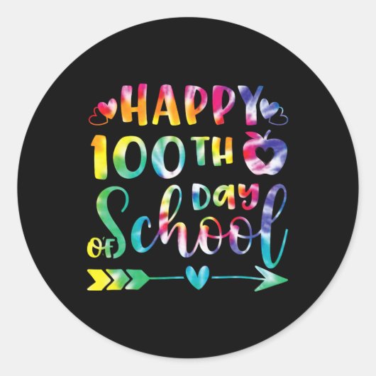 Dye Happy 100th Day Of School先生学生100 ラウンドシール (正面)