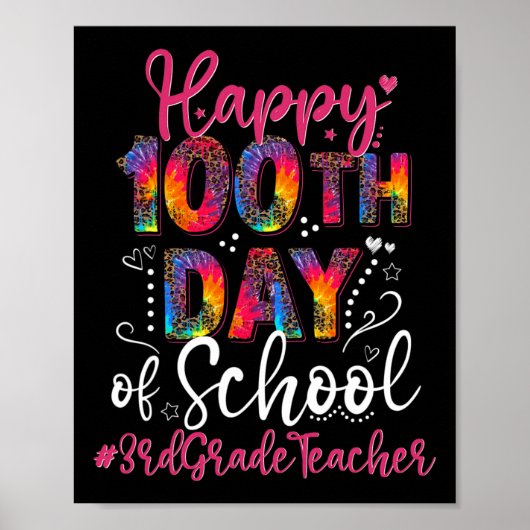 Dye Leopard Happy 100Th Day Of School 3Grade Te ポスター (正面)