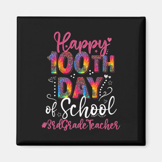 Dye Leopard Happy 100Th Day Of School 3Grade Te マグネット (正面)