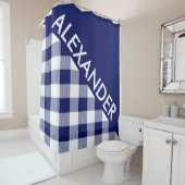 DYIバックグラウンドバッファローネイビープレイド2三角形はっきりした シャワーカーテン (インサイチュ)