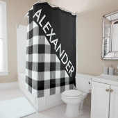 DYIバックグラウンドバッファローブラクプレイド2三角形はっきりした シャワーカーテン (インサイチュ)