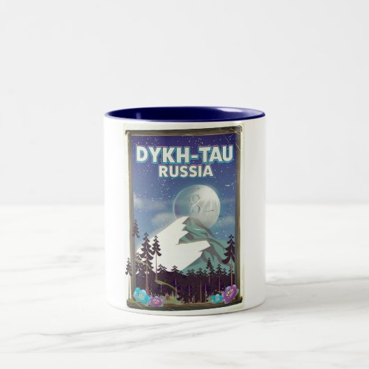 Dykh-Tauロシア旅行ポスター。 ツートーンマグカップ (中央)