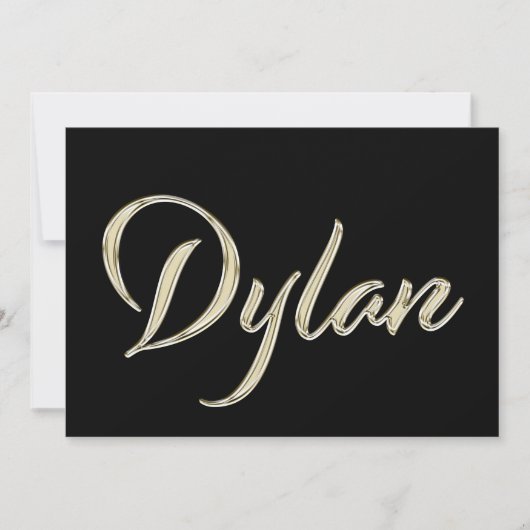 Dylan Name white gold Handwriting Karte カード (正面)