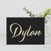 Dylan Name white gold Handwriting Karte カード (スタンド正面)