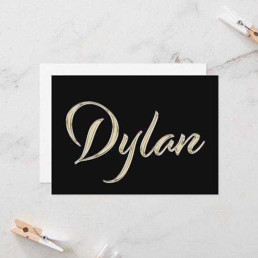Dylan Name white gold Handwriting Karte カード (正面/裏面インサイチュ)