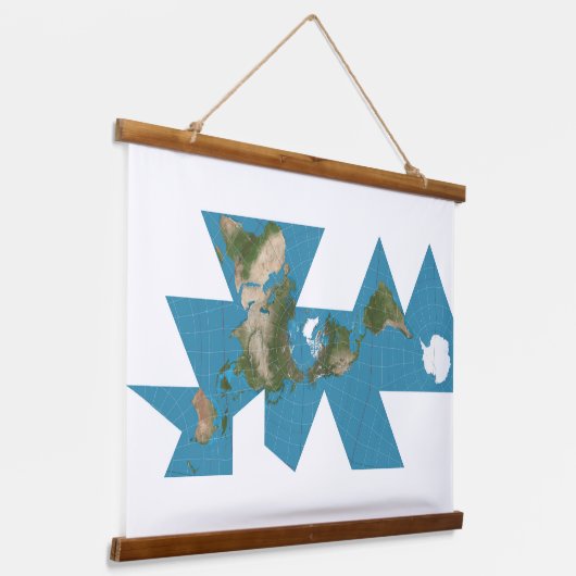 DymaxionワールドマップまたはFullerワールドマップ投影 吊り下げ型タペストリー (傾斜あり)