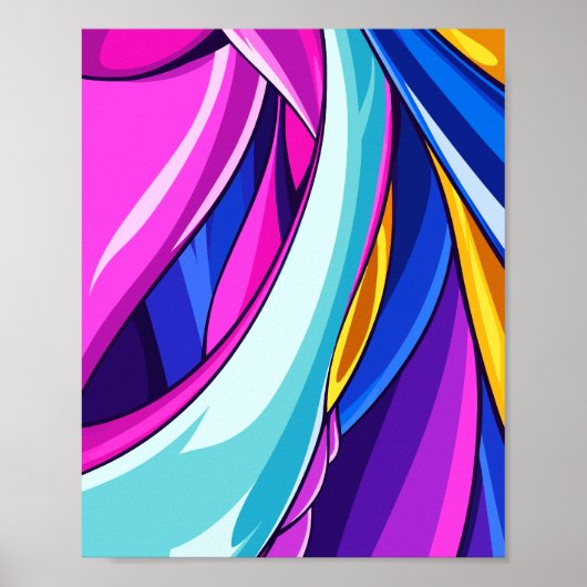 Dynamic Abstract Flow of Colorful Curves ポスター (正面)