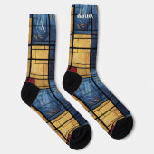 Dynamic Abstract Socks in Blue, Yellow, and Red ソックス (右)