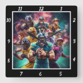 Dynamic American Football Team Sports スクエア壁時計 (正面)