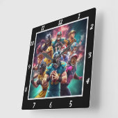 Dynamic American Football Team Sports スクエア壁時計 (傾斜)