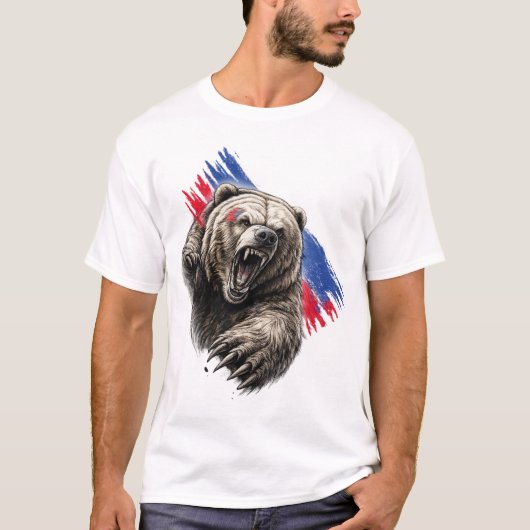 Dynamic Bear Paint Splash – Artistic Wildlife Desi Tシャツ (正面)