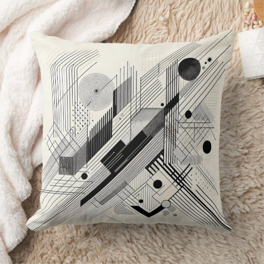 Dynamic Black & White Geometry クッション (ブランケット)