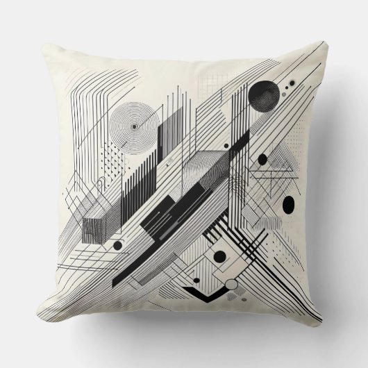 Dynamic Black & White Geometry クッション (正面)