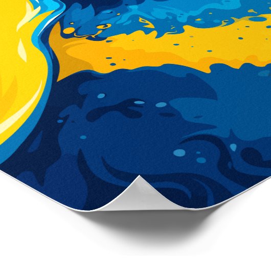 Dynamic Blend of Yellow, Blue, & Orange Accents ポスター (角)