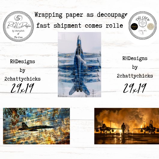 Dynamic Blue Angels Aviation Decoupage  ラッピングペーパーシート