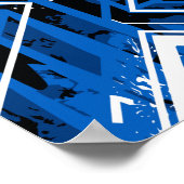Dynamic Blue Geometry with White Paint Splashes ポスター (角)