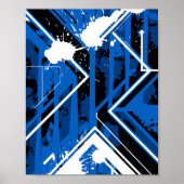 Dynamic Blue Geometry with White Paint Splashes ポスター (正面)