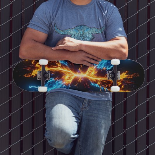 Dynamic Blue Orange Energy Clash Flame スケートボード (室外3)