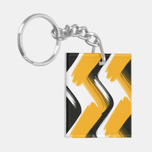 Dynamic Brushstroke Wave Pattern キーホルダー (正面左)