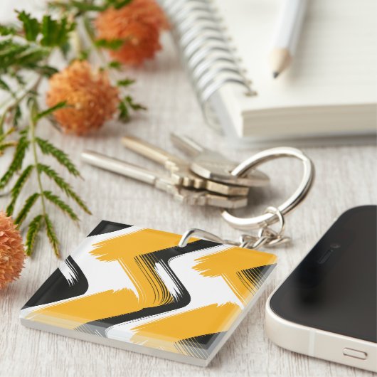 Dynamic Brushstroke Wave Pattern キーホルダー (正面右)