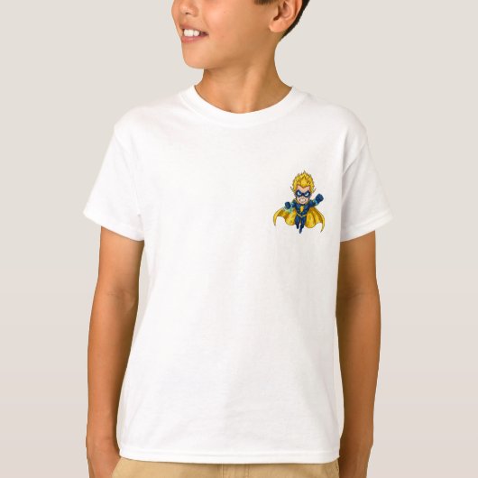Dynamic Cartoon Superhero Boy Flying Tシャツ (正面)