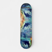 Dynamic Dolphin Ocean Wave Painted Skateboard スケートボード (正面)
