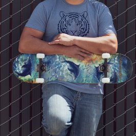 Dynamic Dolphin Ocean Wave Painted Skateboard  スケートボード