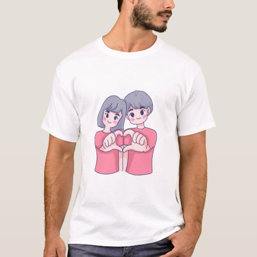 「Dynamic Duo: Eでカップルのスタイルを解放 Tシャツ (正面)