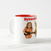 Dynamic Duo  Girl and Chihuahua playing ukes ツートーンマグカップ (正面左)