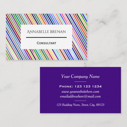 Dynamic Eye Catching Colorful Pinstripes 名刺 (正面/裏面)