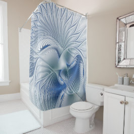 Dynamic Fantasy Abstract Blue Tones Fractal Art シャワーカーテン