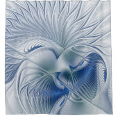 Dynamic Fantasy Abstract Blue Tones Fractal Art シャワーカーテン (正面)
