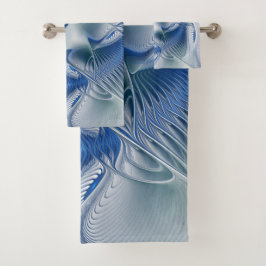 Dynamic Fantasy Abstract Blue Tones Fractal Art バスタオルセット