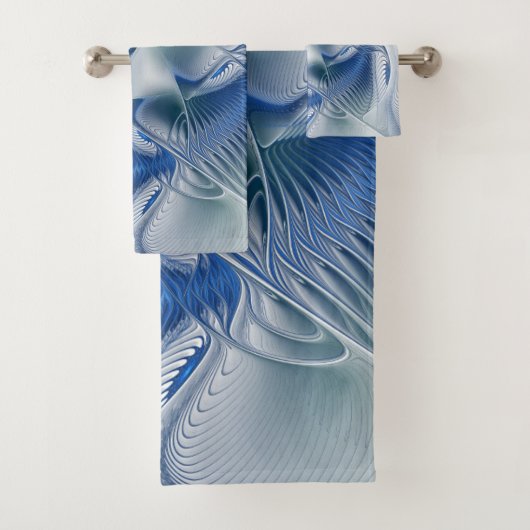 Dynamic Fantasy Abstract Blue Tones Fractal Art バスタオルセット (インサイチュ)