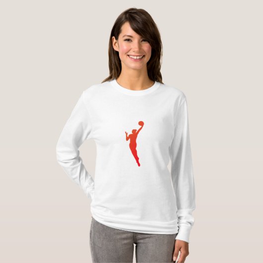 Dynamic Female Basketball Silhouette Design" Tシャツ (正面フル)