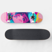 Dynamic Female Profile In Bright Pinks & Blue スケートボード (横)