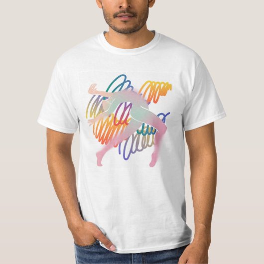 Dynamic Flow: Abstract Figure in Motion Tシャツ (正面)